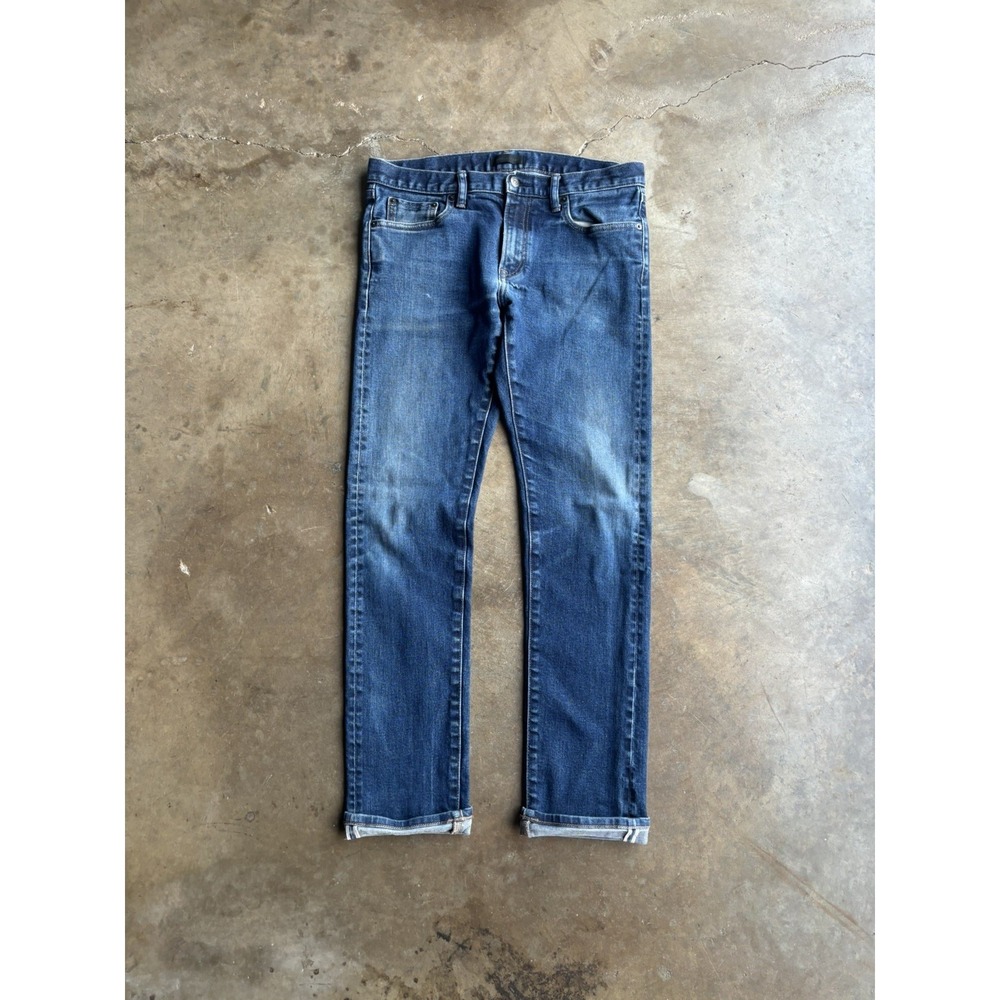 Uniqlo Stretch Selvedge Jeans Mens 32x30 Slim Fit medium Wash Indigo Denim